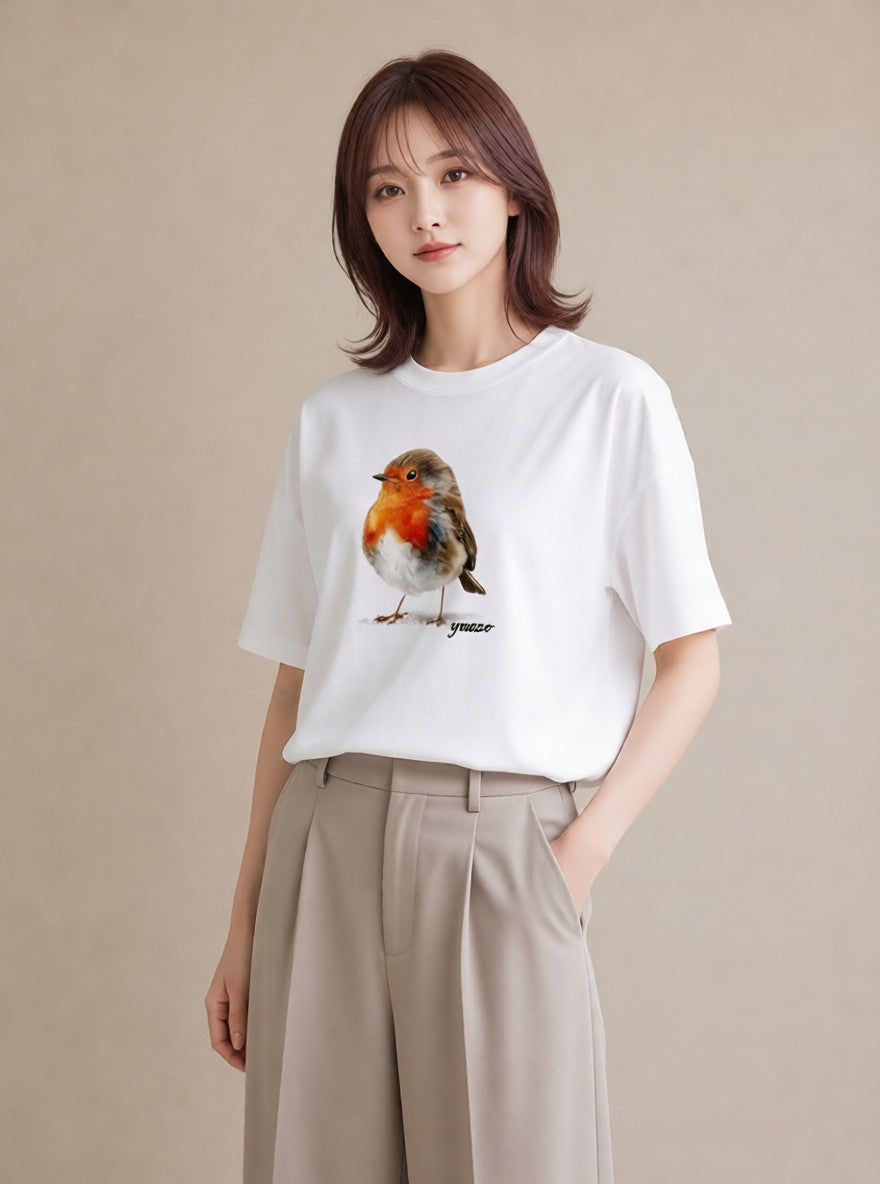 デザインTシャツ レディース ことり ペット 動物 イラスト 韓国風 敬老の日 ホワイトデー 白T