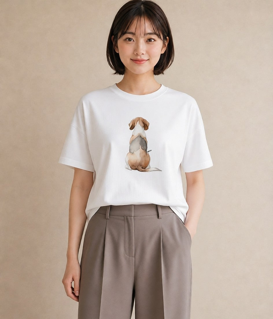 グラフィックTシャツ レディース ビーグル 犬 いぬ イラスト ラフカジュアル 送別ギフト 通勤 白T