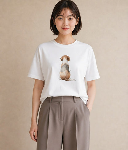 グラフィックTシャツ レディース ビーグル 犬 いぬ イラスト ラフカジュアル 送別ギフト 通勤 白T
