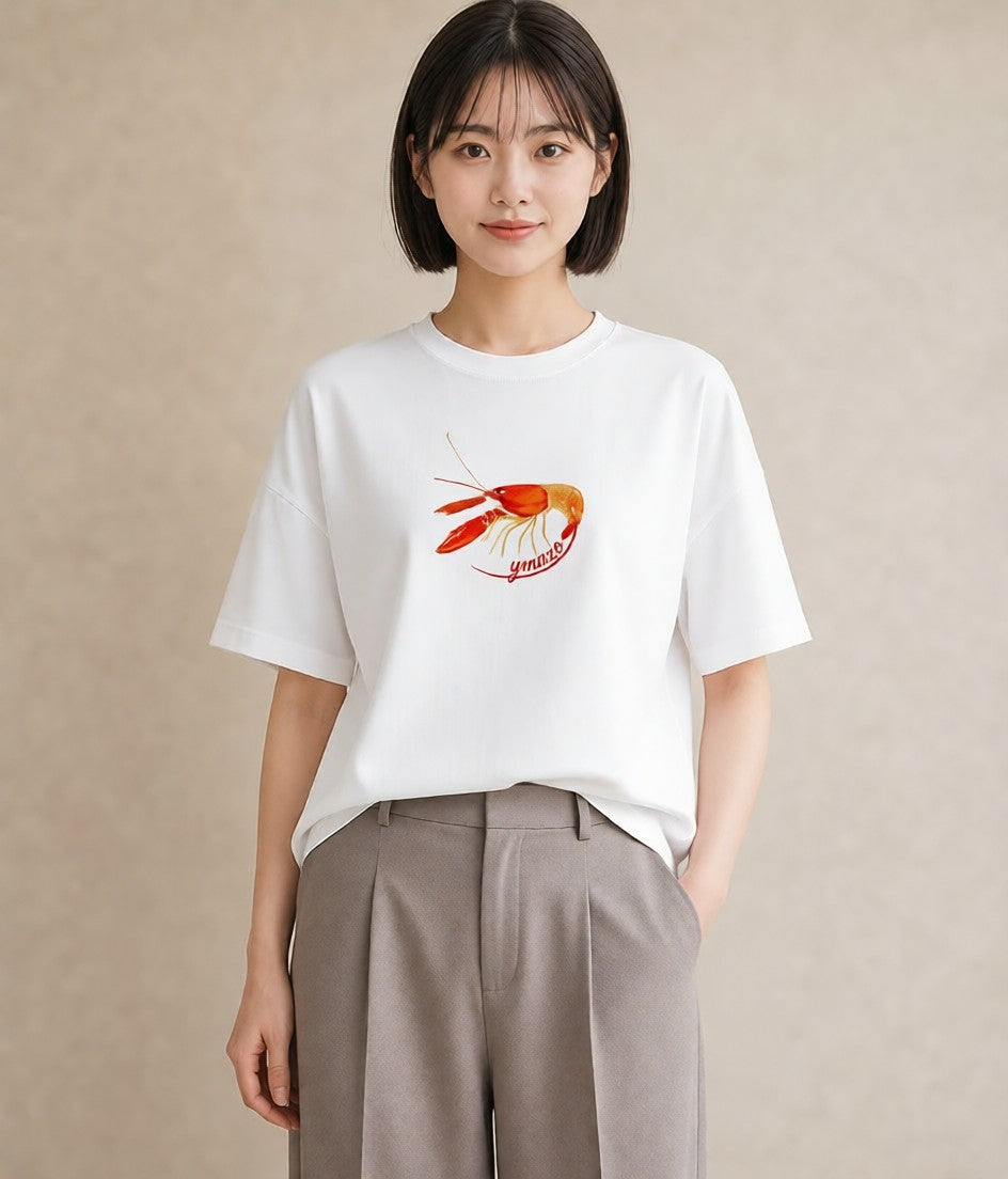 半袖Tシャツ レディース カニ 海の生き物 海 イラスト ガーリー 女子会 お揃い 白T