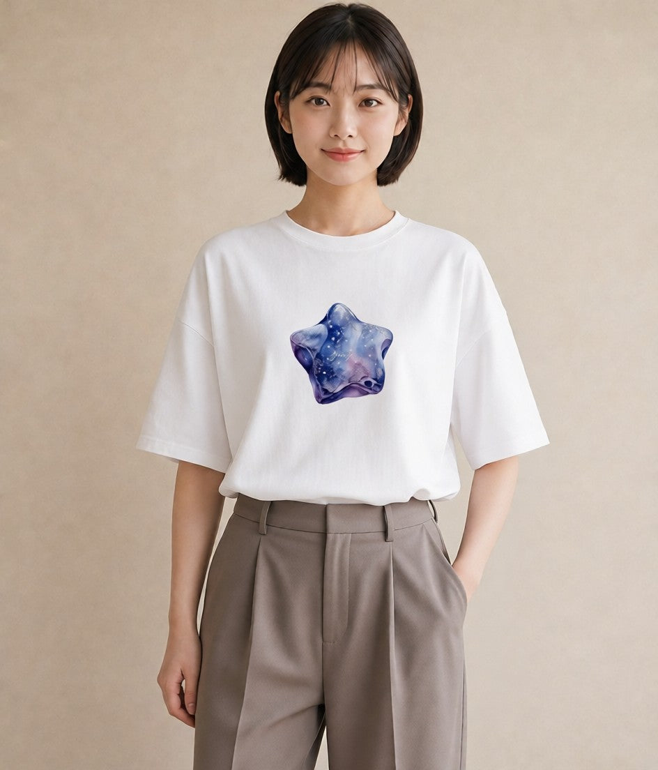 デザインTシャツ レディース 宇宙 星空 イラスト レトロ おしゃれギフト 社会人 白T