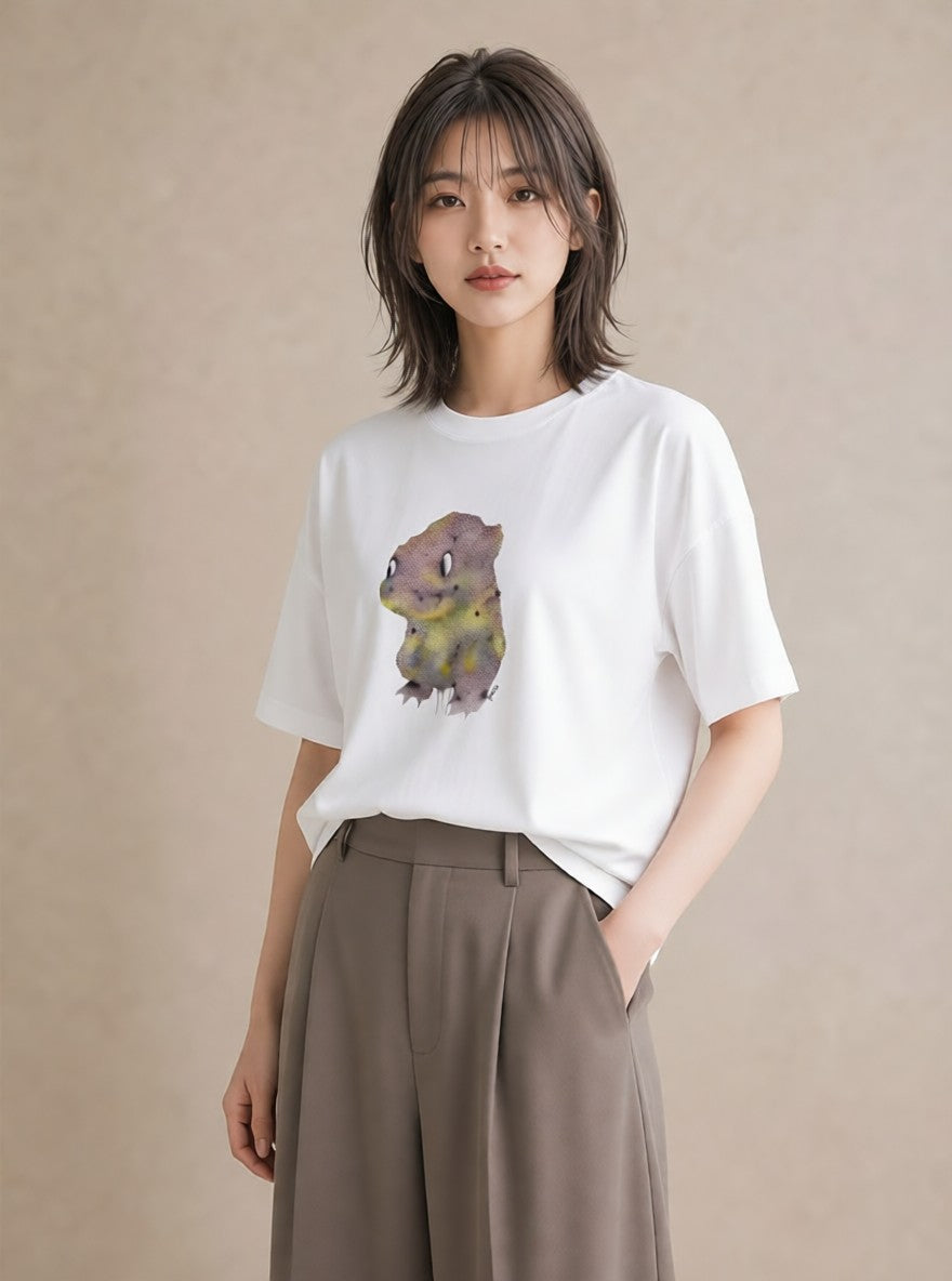 Tシャツ レディース ウーパールーパー ペット 動物 イラスト きれいめカジュアル カフェ服 クリスマス 白T