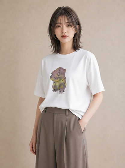 Tシャツ レディース ウーパールーパー ペット 動物 イラスト きれいめカジュアル カフェ服 クリスマス 白T
