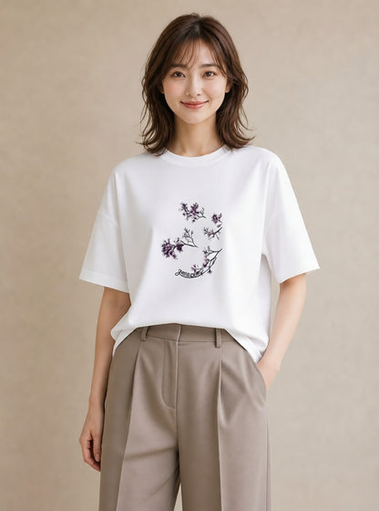 プリントTシャツ レディース さくら 桜 桜の枝 イラスト レトロ 通学 誕生日プレゼント 白T