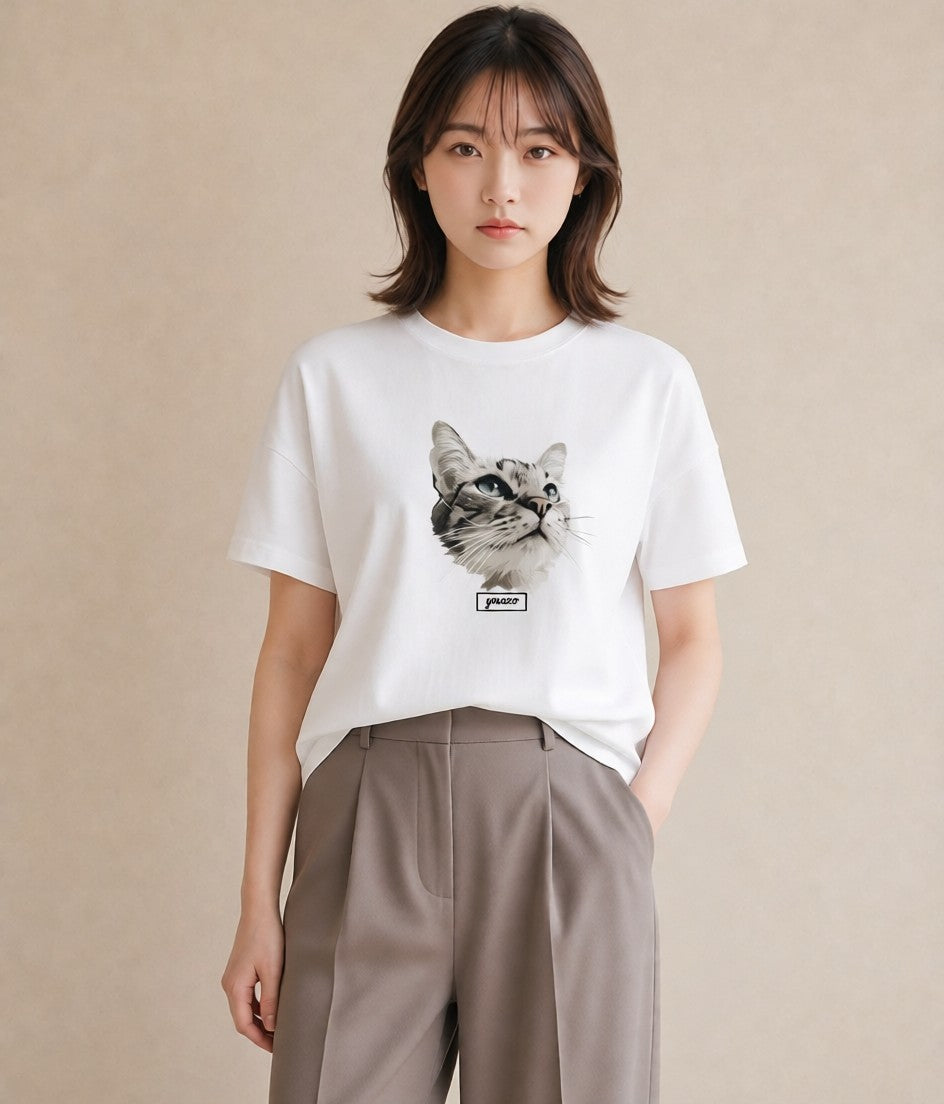 デザインTシャツ レディース ベンガル 猫 ねこ イラスト 個性的 お揃い 親子 白T