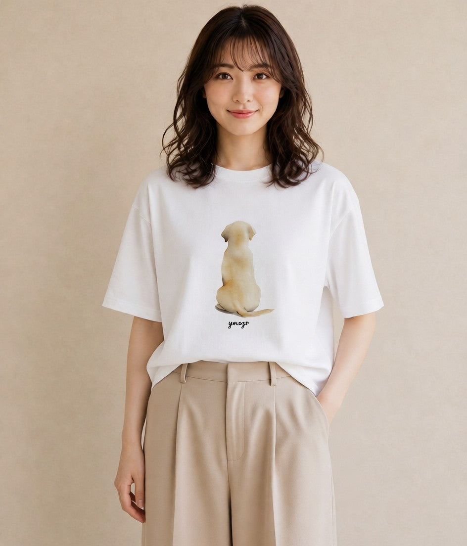 Tシャツ レディース ラブラドールレトリバー 犬 いぬ イラスト フェミニン ルームウェア ギフト 白T