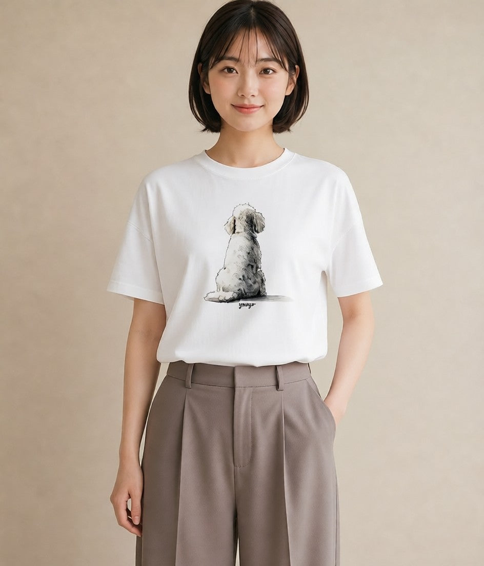 Tシャツ レディース 愛犬 犬 いぬ イラスト 水彩風 自分用 ルームウェア 白T