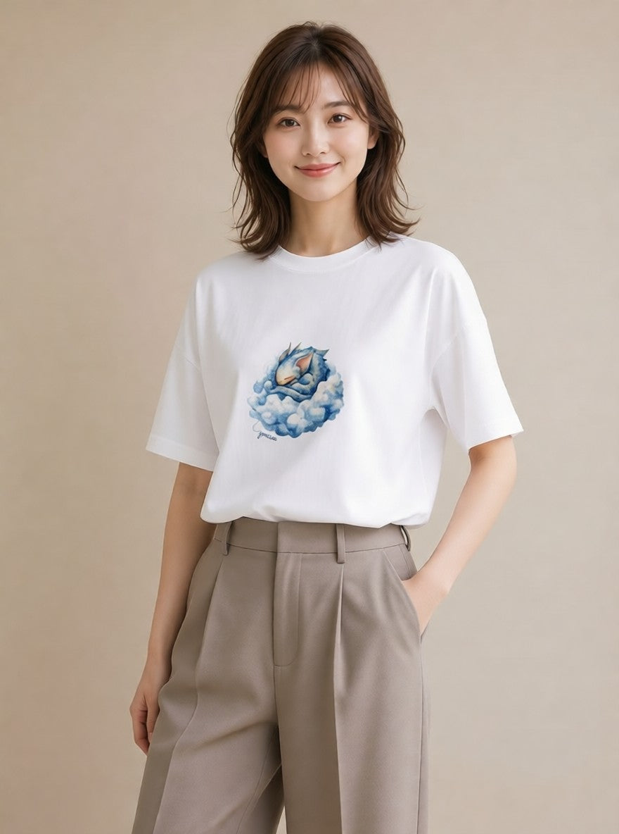 Tシャツ レディース イルカ 海の生き物 海 イラスト モード 在宅 公園 白T