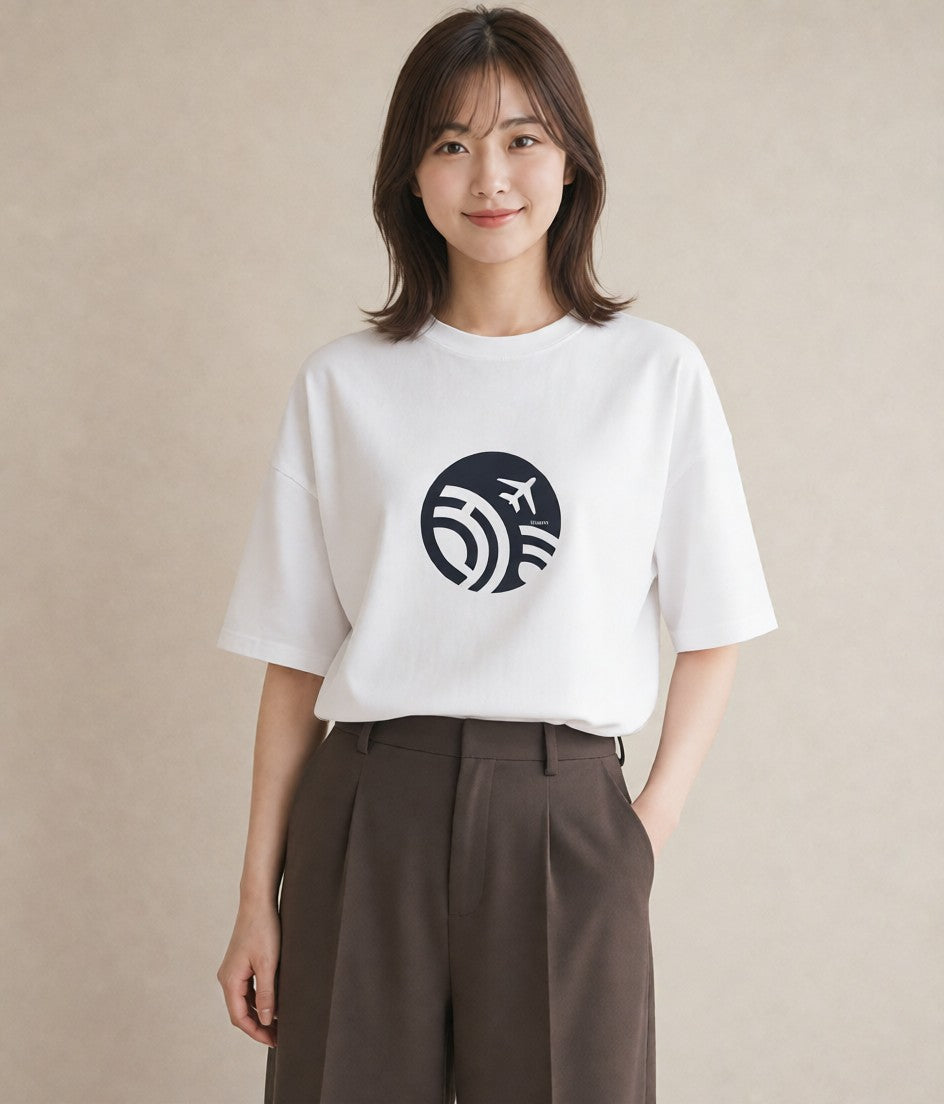 Tシャツ レディース 旅 トラベル スタンプ イラスト ボタニカル 休日 ペアコーデ 白T