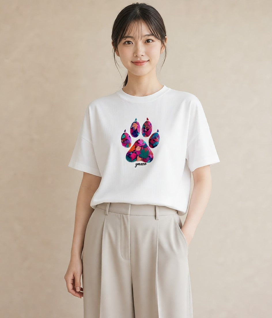 Tシャツ レディース 猫の手 猫 ねこ イラスト 普段使い 姉妹 送別ギフト 白T