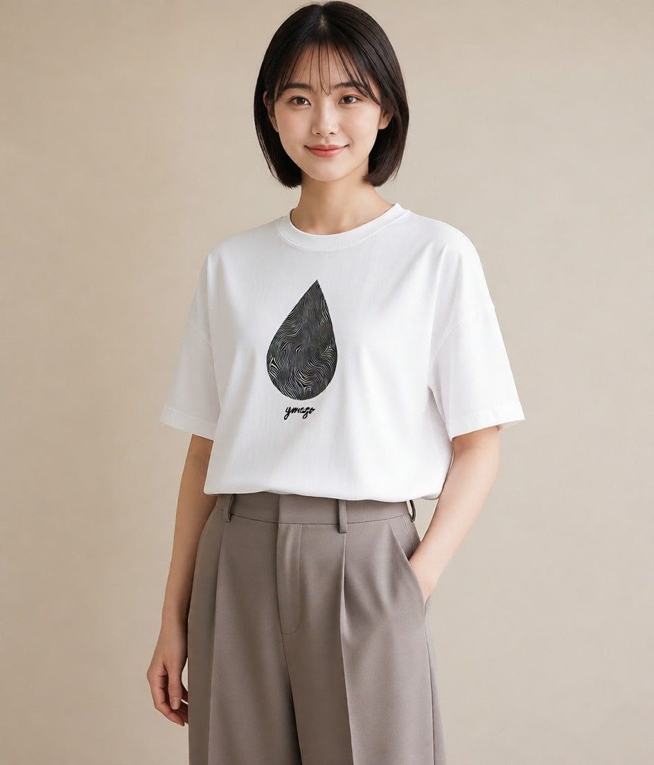 プリントTシャツ レディース 手鏡 アンティーク レトロ ナチュラル イラスト ママ カフェ服 白T