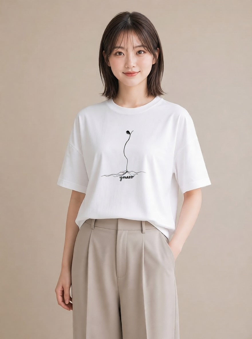 グラフィックTシャツ レディース 観葉植物 ボタニカル 植物 イラスト フェミニン 女性 旅行用 白T