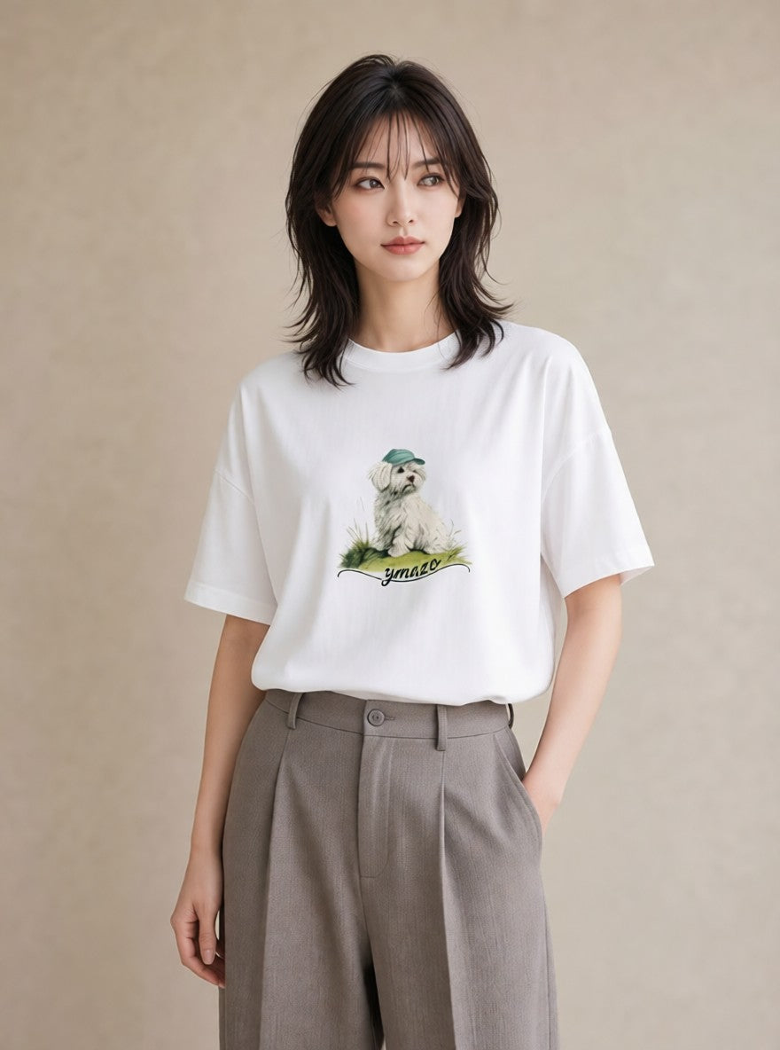 プリントTシャツ レディース ビションフリーゼ 犬 いぬ イラスト 可愛い 姉妹 送別ギフト 白T