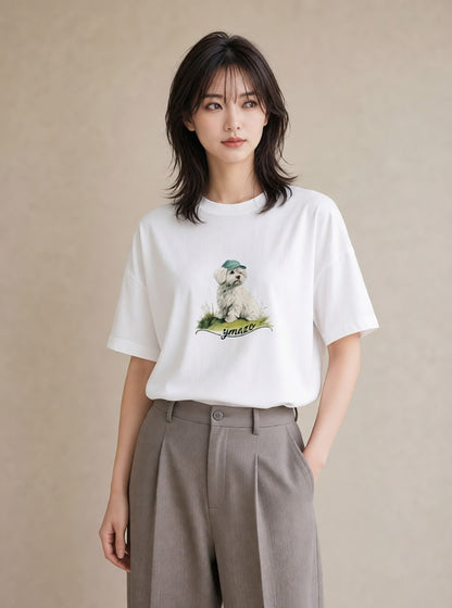 プリントTシャツ レディース ビションフリーゼ 犬 いぬ イラスト 可愛い 姉妹 送別ギフト 白T