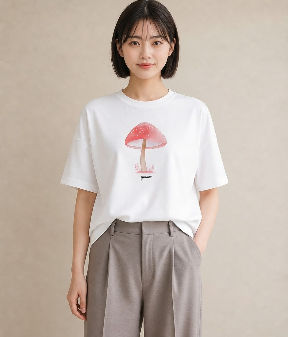 プリントTシャツ レディース 傘 水たまり 雨 ナチュラル アンティーク イラスト ガーリー デート 帰省 白T
