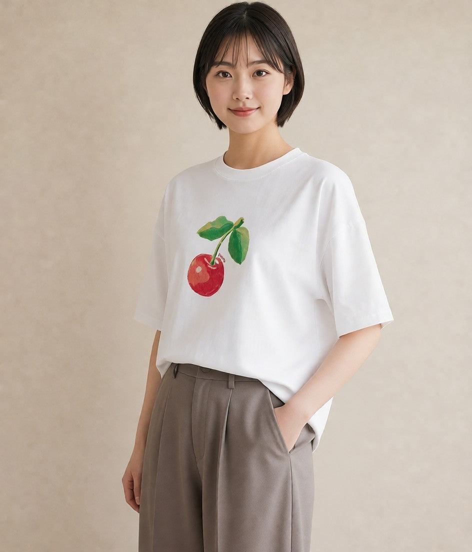 デザインTシャツ レディース りんご 林檎 アップル 食べ物 フード イラスト 個性的 ホワイトデー 春服 白T