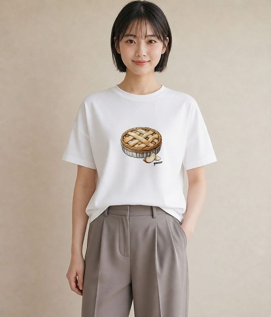 デザインTシャツ レディース クロワッサン 食べ物 フード イラスト 旅行コーデ ママ カフェ服 白T