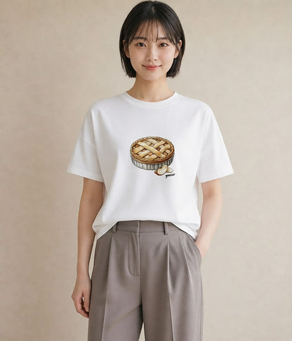 デザインTシャツ レディース クロワッサン 食べ物 フード イラスト 旅行コーデ ママ カフェ服 白T