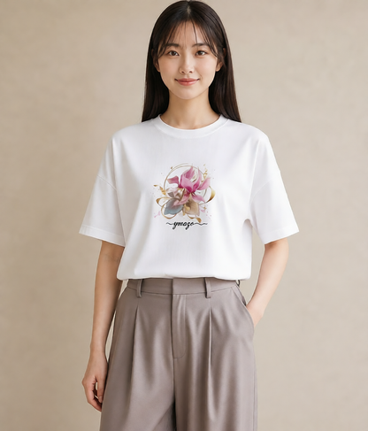 Tシャツ レディース あさがお 朝顔 花 花柄 イラスト ガーリー 誕生日プレゼント 綿100 白T