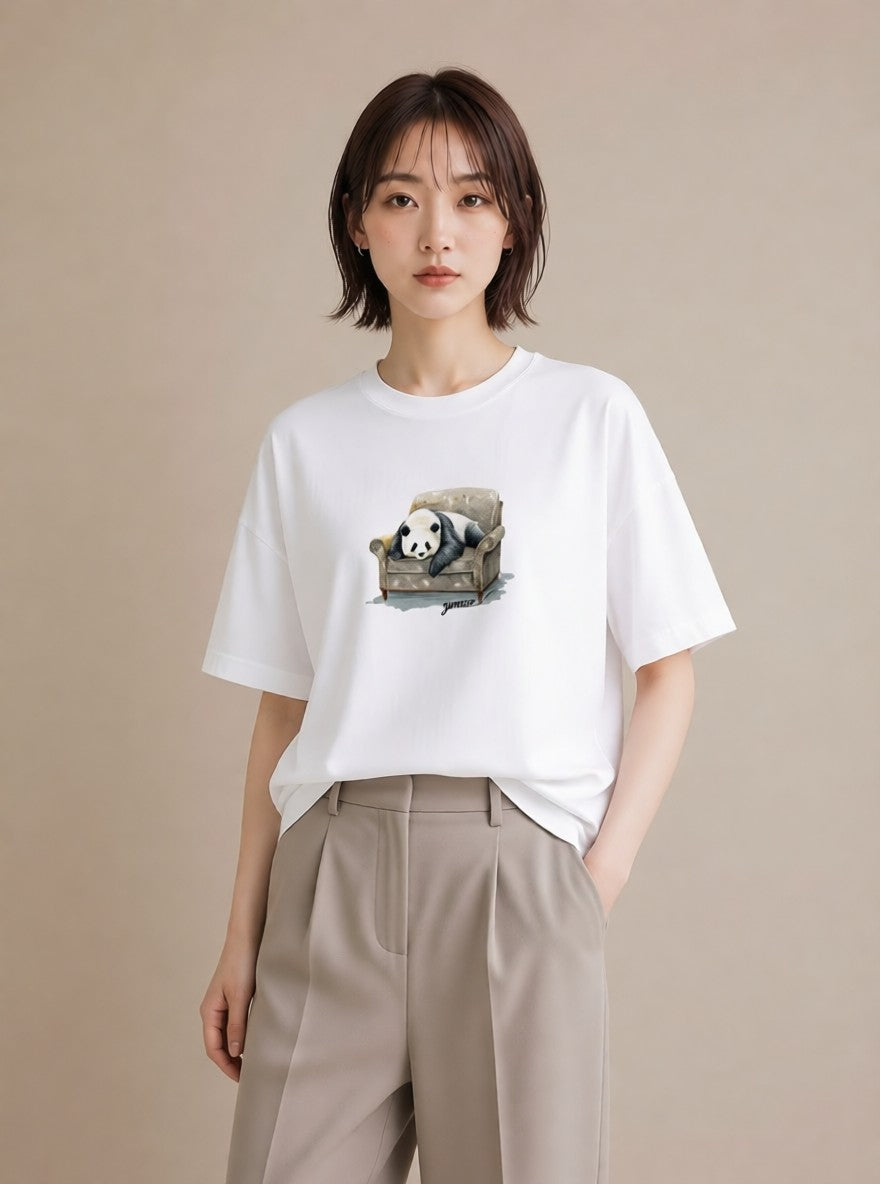 デザインTシャツ レディース パンダ 動物 アニマル イラスト お洒落 母娘コーデ 自分用 白T