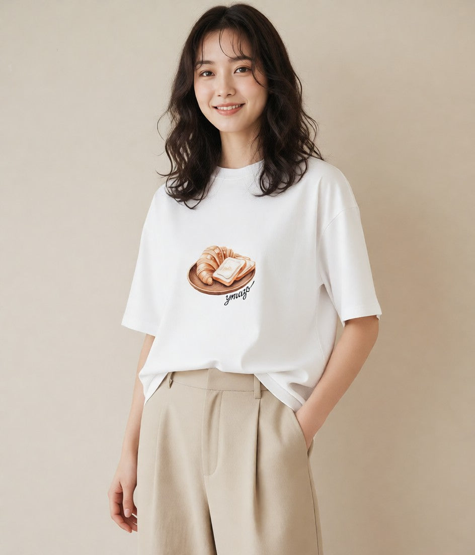 プリントTシャツ レディース たまご 食べ物 フード イラスト フェミニン 旅行用 海 白T