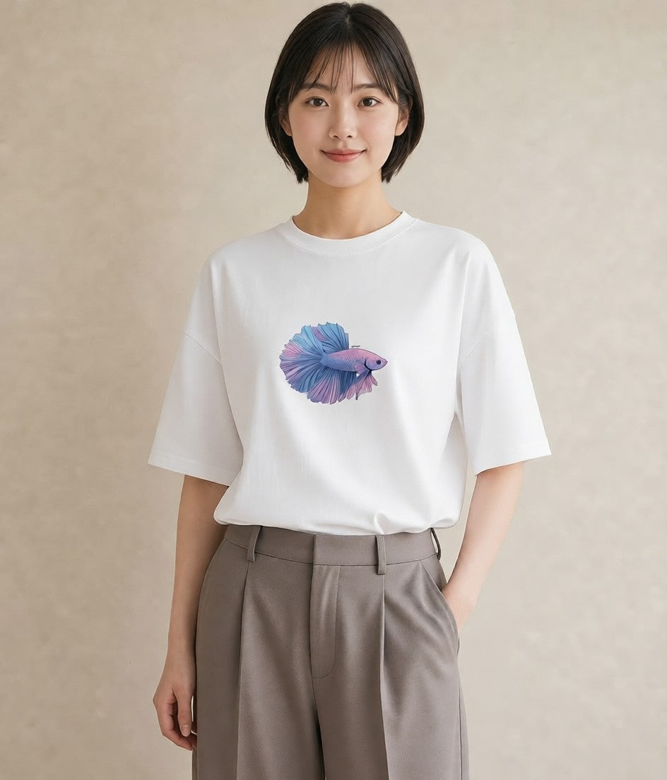 プリントTシャツ レディース 熱帯魚 ペット 動物 イラスト モード 敬老の日 ホワイトデー 白T