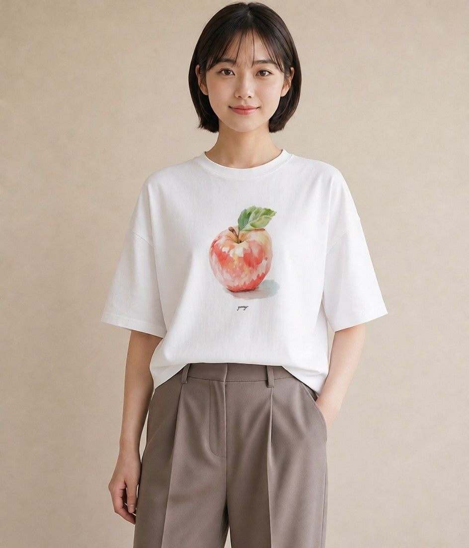 半袖Tシャツ レディース もも 食べ物 フード イラスト ガーリー ビーチ デイリーウェア 白T