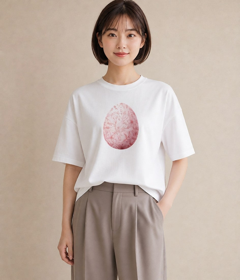 デザインTシャツ レディース たまご 食べ物 フード イラスト ヴィンテージ風 普段着 週末コーデ 白T