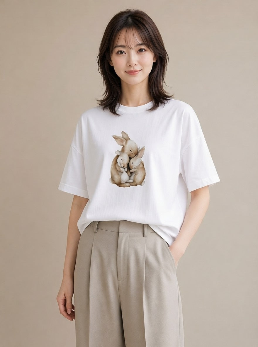 プリントTシャツ レディース ホーランドロップ ペット 動物 イラスト カジュアル 送別ギフト 通勤 白T