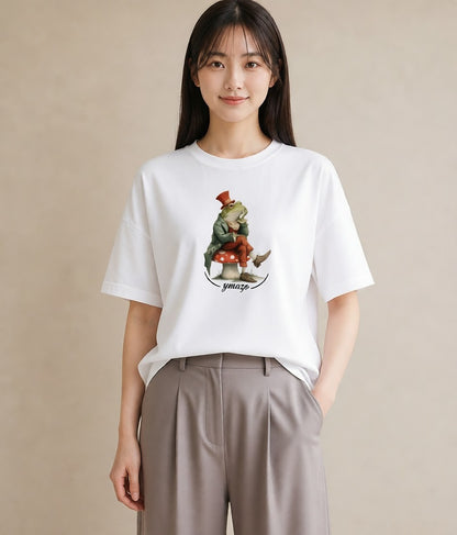 プリントTシャツ レディース カエル ペット 動物 イラスト 上品 部屋着 女性向けギフト 白T