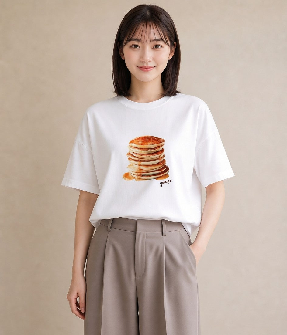 半袖Tシャツ レディース たまご 食べ物 フード イラスト 北欧風 送別ギフト 通勤 白T