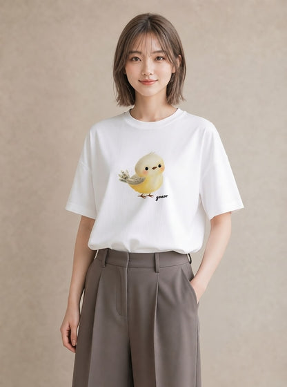 Tシャツ レディース フクロウ 動物 アニマル イラスト きれいめ 公園 ママ 白T