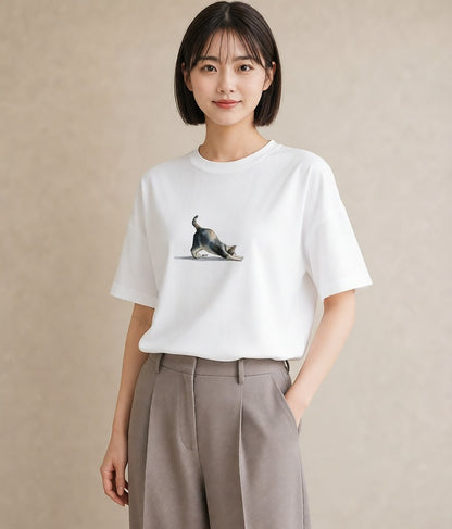 半袖Tシャツ レディース シャム柄 猫 ねこ イラスト ニュアンス 部屋着 女性向けギフト 白T