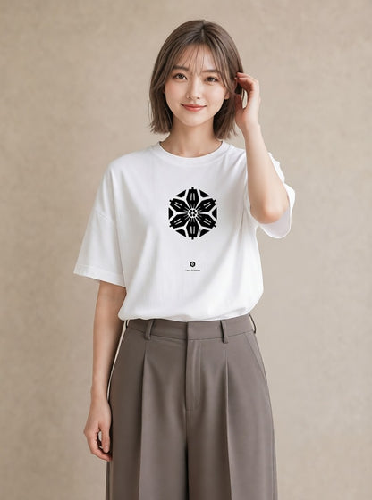 デザインTシャツ レディース 扇子 そよ風 ナチュラル アンティーク イラスト ボタニカル 普段着 週末コーデ 白T