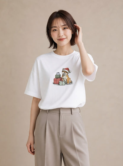 デザインTシャツ レディース 柴犬 しばいぬ 犬 いぬ イラスト レトロ 母の日 ビーチ 白T