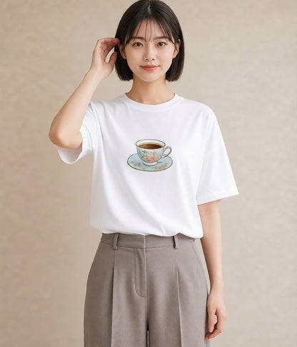 Tシャツ レディース ハーブティー 食べ物 フード イラスト 水彩風 母の日 ビーチ 白T