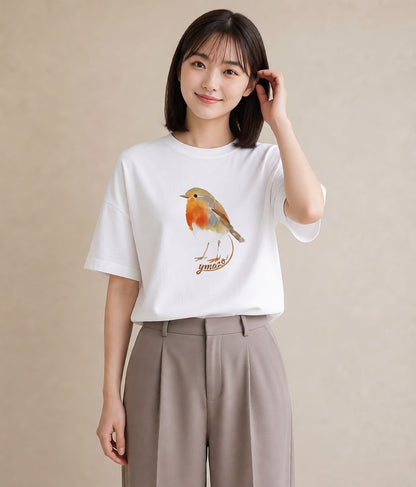 Tシャツ レディース 小鳥 ペット 動物 イラスト ナチュラル 姉妹 送別ギフト 白T