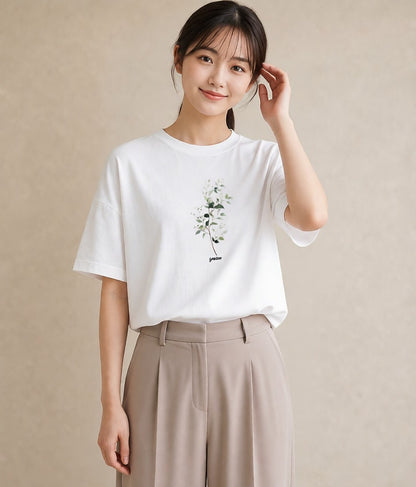 グラフィックTシャツ レディース 夕暮れ バルコニー 夕焼け ナチュラル アンティーク イラスト レトロ ラフ レイヤード 白T