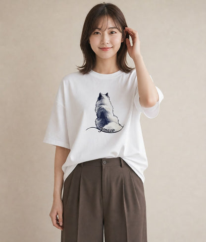 プリントTシャツ レディース 老犬 犬 いぬ イラスト ギフト 母の日 白T