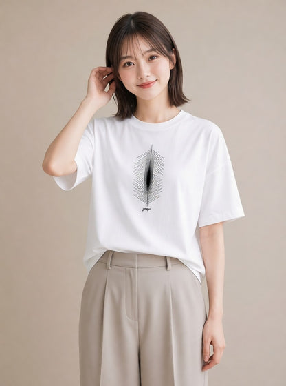 プリントTシャツ レディース 幾何学 ミニマル ジオメトリック イラスト モード レイヤード 友達ギフト 白T