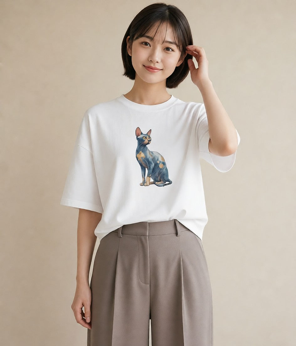 グラフィックTシャツ レディース シャム 猫 ねこ イラスト カフェコーデ 親子 20代 白T