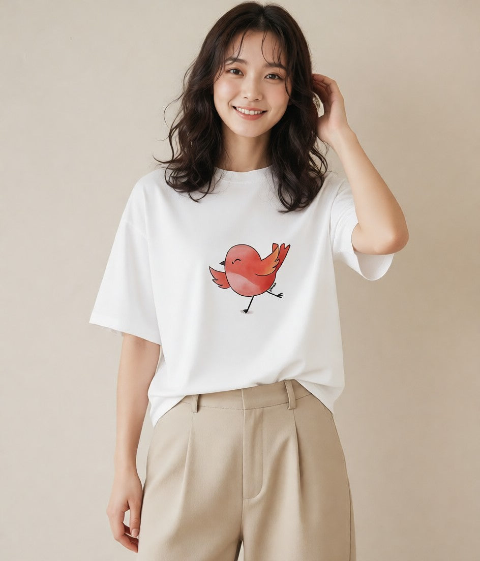 グラフィックTシャツ レディース ひよこ 動物 アニマル イラスト 普段使い 女性向けギフト 散歩 白T