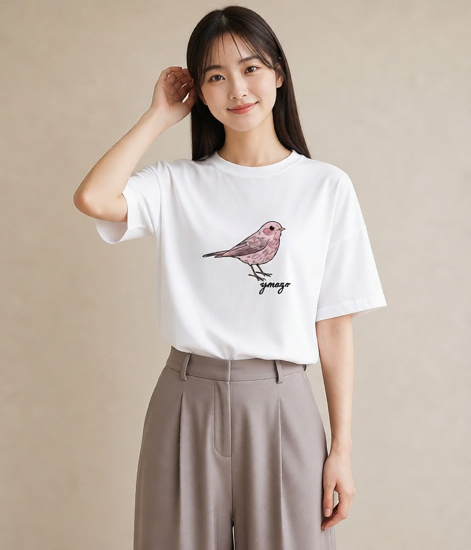 半袖Tシャツ レディース マメルリハ ペット 動物 イラスト シンプル ラフ レイヤード 白T