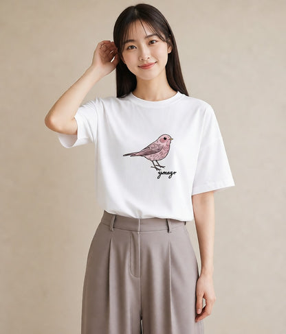 半袖Tシャツ レディース マメルリハ ペット 動物 イラスト シンプル ラフ レイヤード 白T