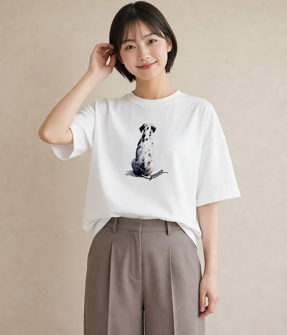 Tシャツ レディース ミックス犬 犬 いぬ イラスト 韓国風 部屋着 女性向けギフト 白T