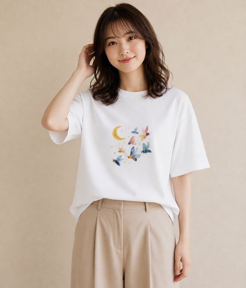 デザインTシャツ レディース みつばち 昆虫 虫 イラスト 旅行コーデ 散歩 お出かけ 白T