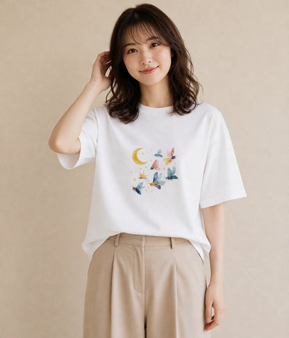 デザインTシャツ レディース みつばち 昆虫 虫 イラスト 旅行コーデ 散歩 お出かけ 白T