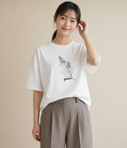 グラフィックTシャツ レディース さくら 桜 桜の枝 イラスト ラフ 送別ギフト 通勤 白T