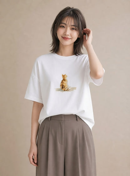デザインTシャツ レディース 愛猫 猫 ねこ イラスト モード 秋コーデ おしゃれギフト 白T