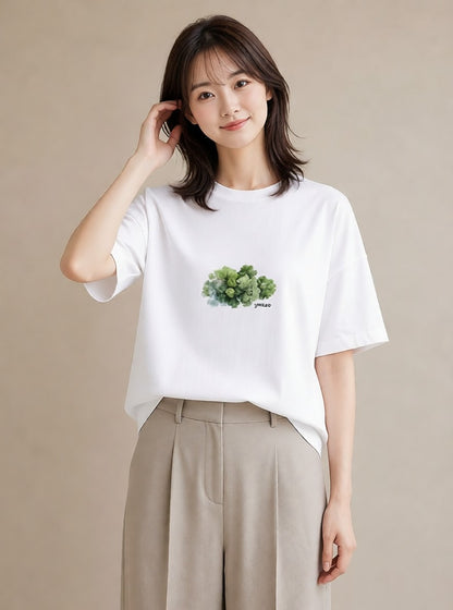 Tシャツ レディース 青の水彩 風景 ブルー ナチュラル アンティーク イラスト カフェコーデ ミセス 春コーデ 白T